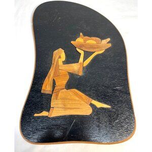 Handmade In Israel Wooden Wall Art Plaque With Woman Bearing Fruit Design
